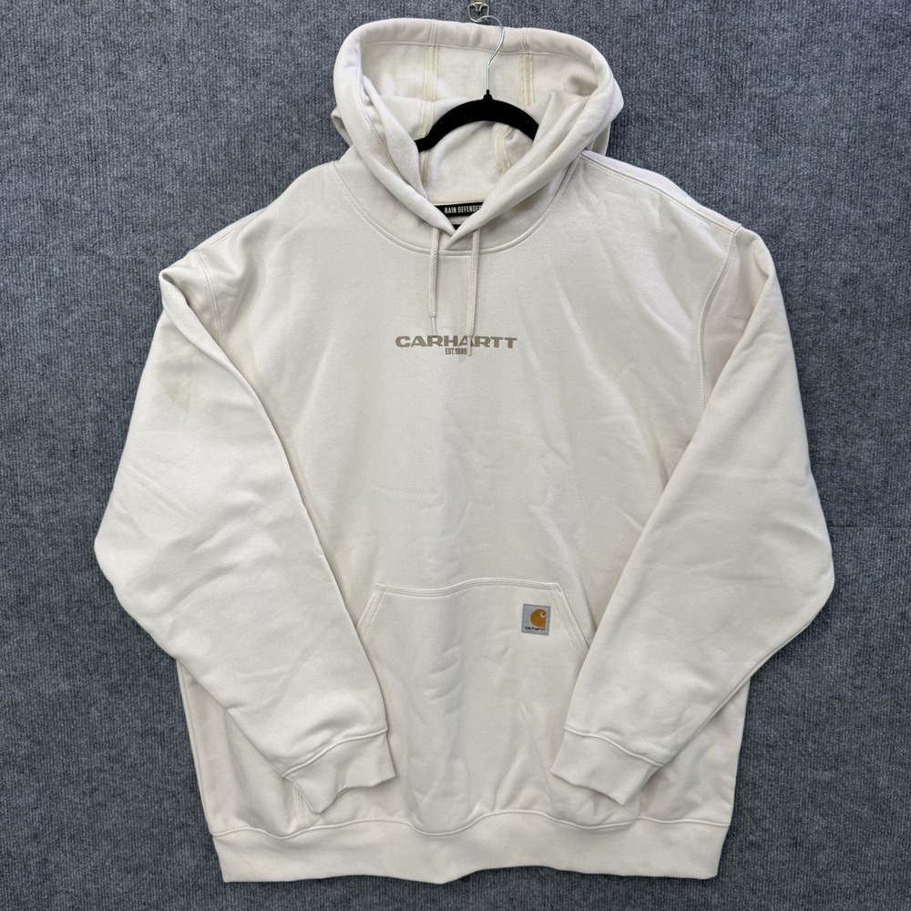 NWT Carhartt Rain Defender Hoodie Mens 2XL Loose Fit Midweight Cream White